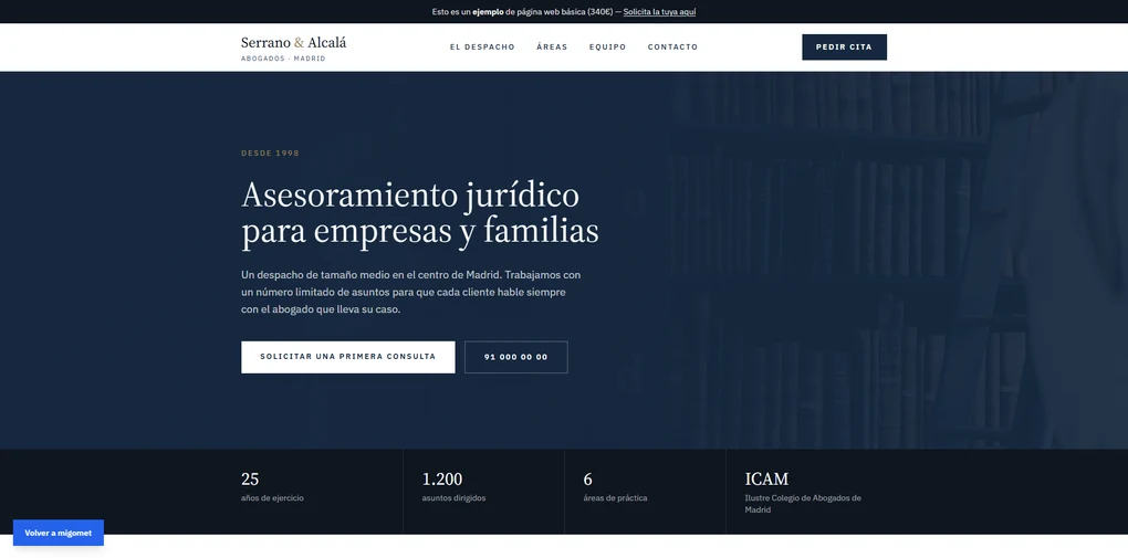 Ejemplo de página web básica: web de un despacho de abogados